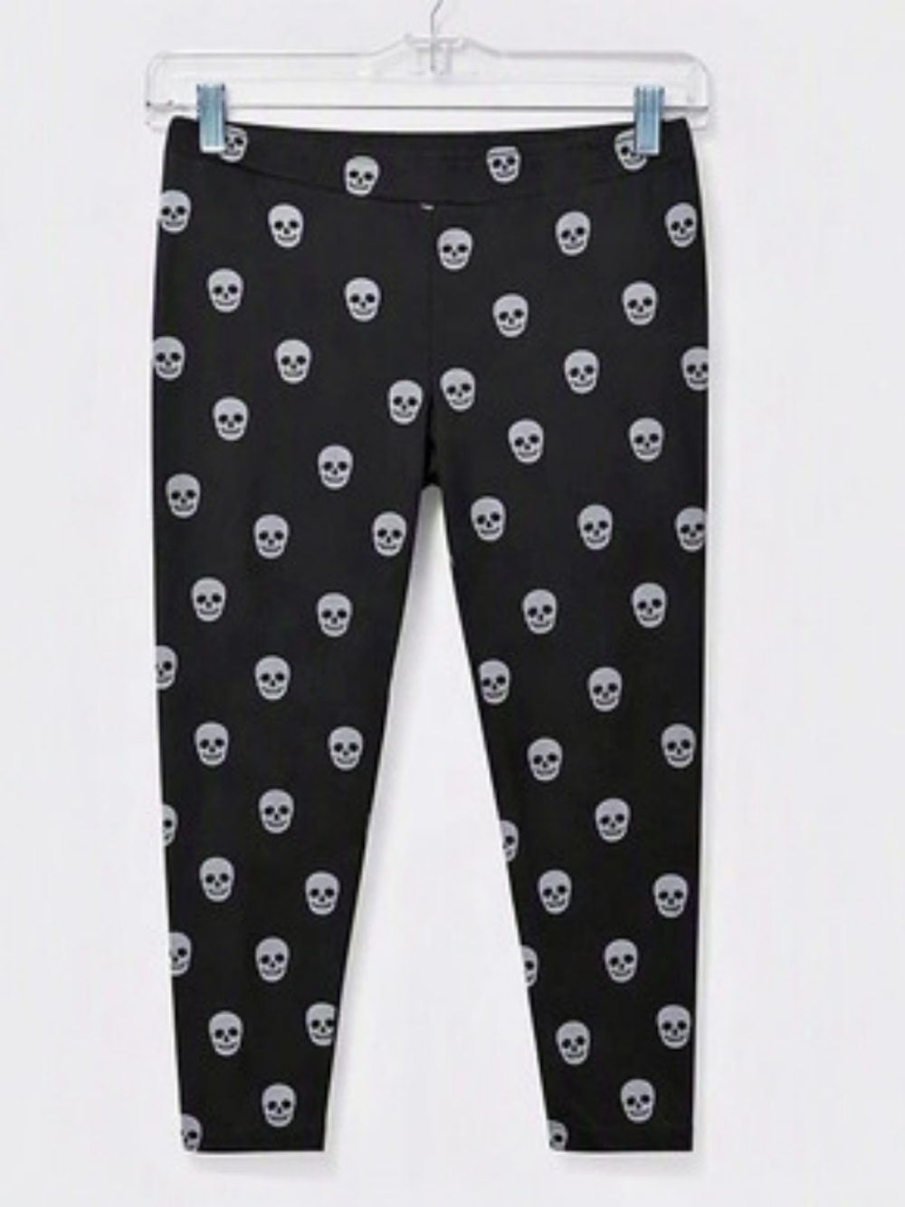 No Boundaries Black Silver Skull Print Leggings XL 15-17 Gothic Spooky Wear